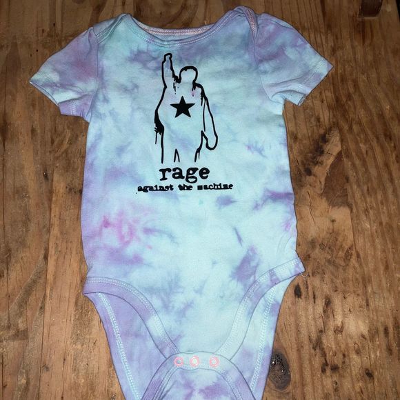 12 month Baby Infant Tie Dyed Rage Against the Machine Onesie - Picture 2 of 3